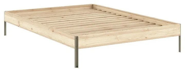 Łóżko dwuosobowe z litego drewna sosnowego bez zagłówka ze stelażem 140x200 cm w naturalnym kolorze Core – Karup Design
