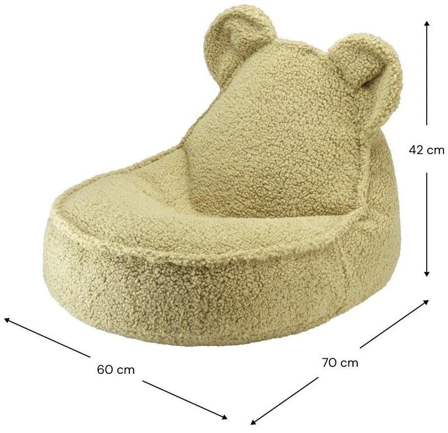 Zielony dziecięcy worek do siedzenia z materiału bouclé Bear – Wigiwama
