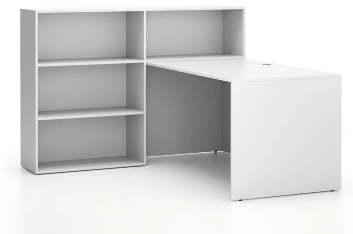 Zestaw mebli biurowych single SEGMENT, 3 półki, lewy, biały/biały