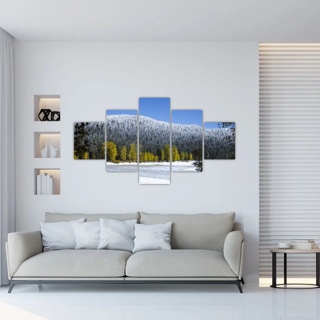 Obraz - ośnieżone góry zimą (125x70 cm)