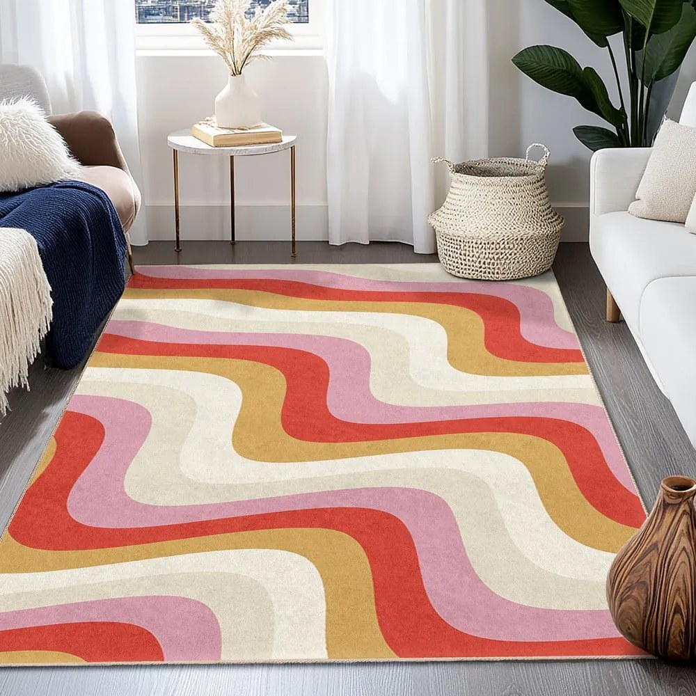 Żółto-różowy dywan odpowiedni do prania 120x180 cm Creamy Raspberry Swirl – Mila Home