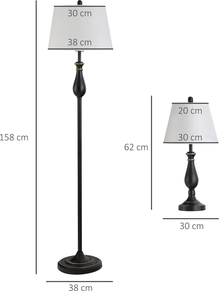Zestaw 3 eleganckich lamp Aosom 1 podłogowa i 2 stołowe Design i funkcjonalność do każdego wnętrza | Aosom PL