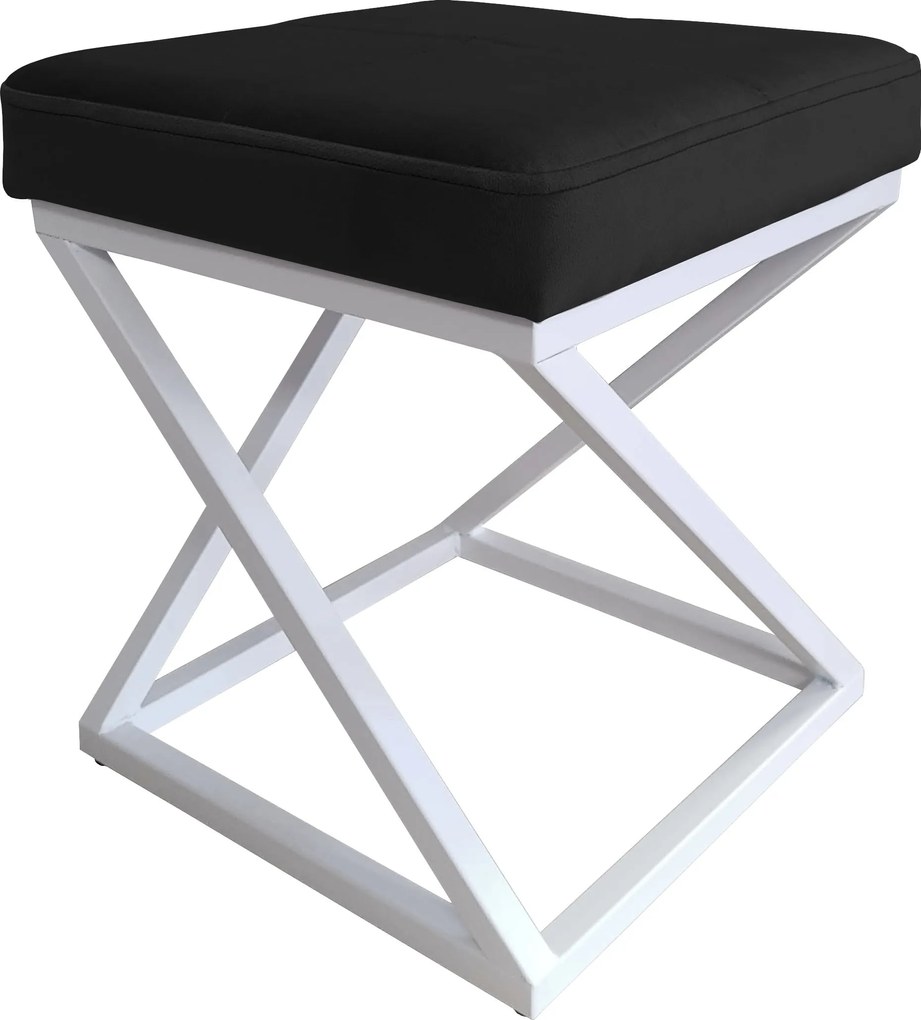 Pufa ZOA tkanina Welur loft ławka podnóżek metal : Kolor Stelaża - Biały, Kolor tkaniny - VELVET - MG19, Typ tkaniny - Velvet