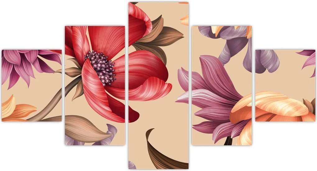 Obraz - Vintage Flowers (125x70 cm)