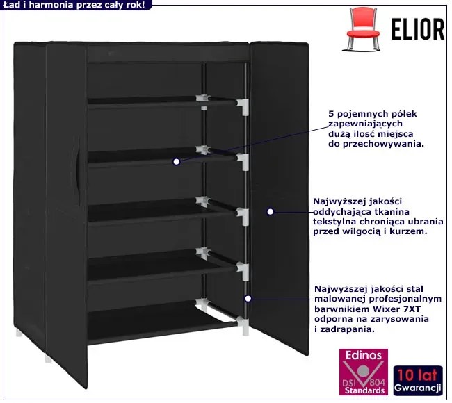 Czarna materiałowa szafka na buty W2-D09