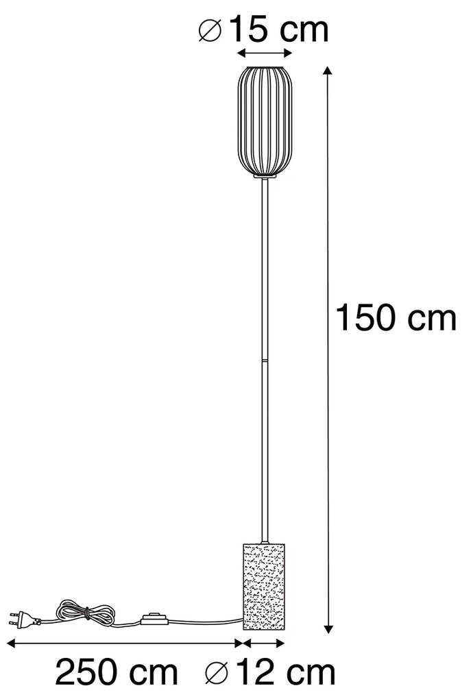 Lampa podłogowa Art Deco mosiądz z przezroczystym szkłem - Rid ArtDeco Oswietlenie wewnetrzne