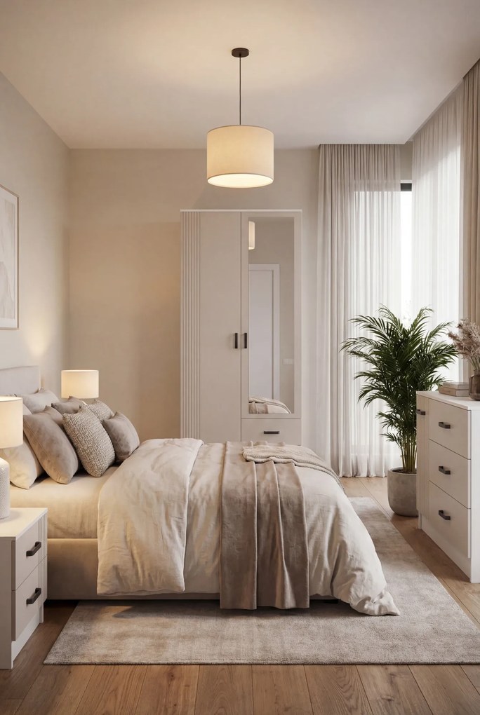 Szafa uchylna z lustrem biały + kaszmir R1-W87