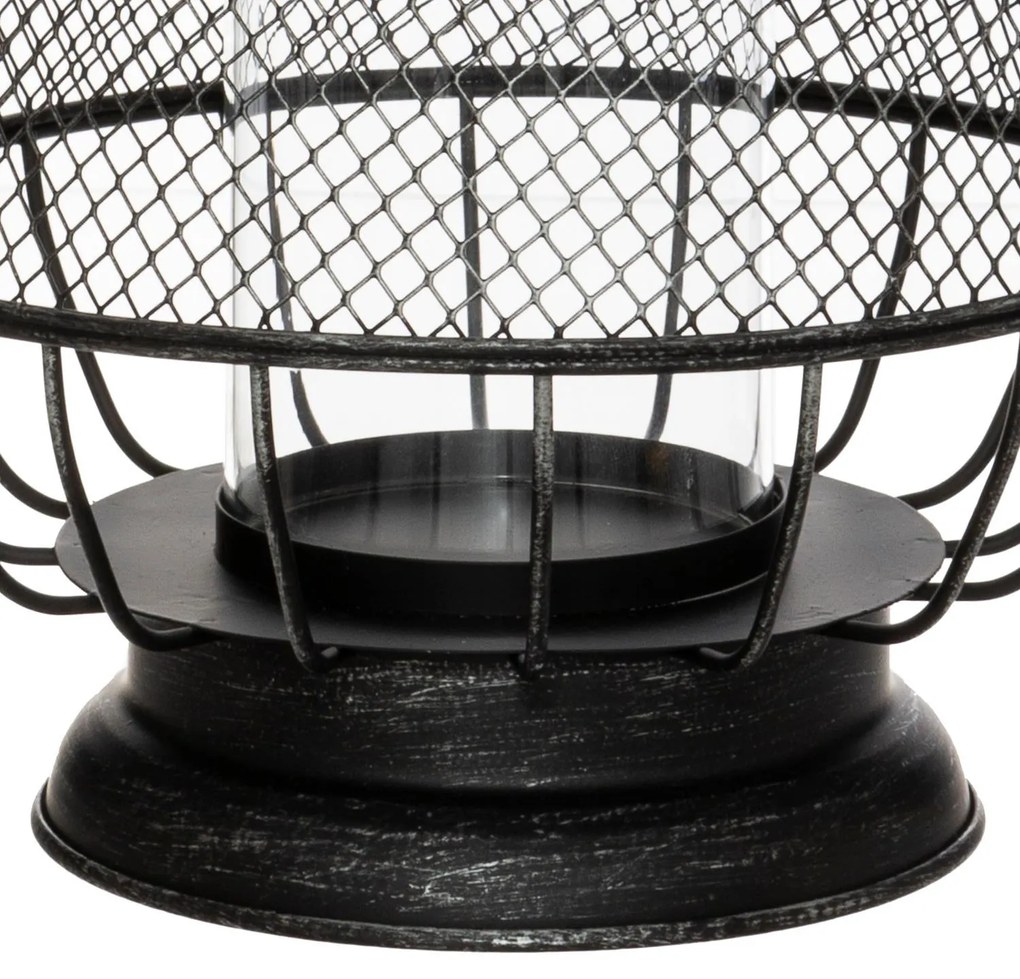 Lampion metalowy ażurowy w stylu lampy naftowej, 43,5 cm