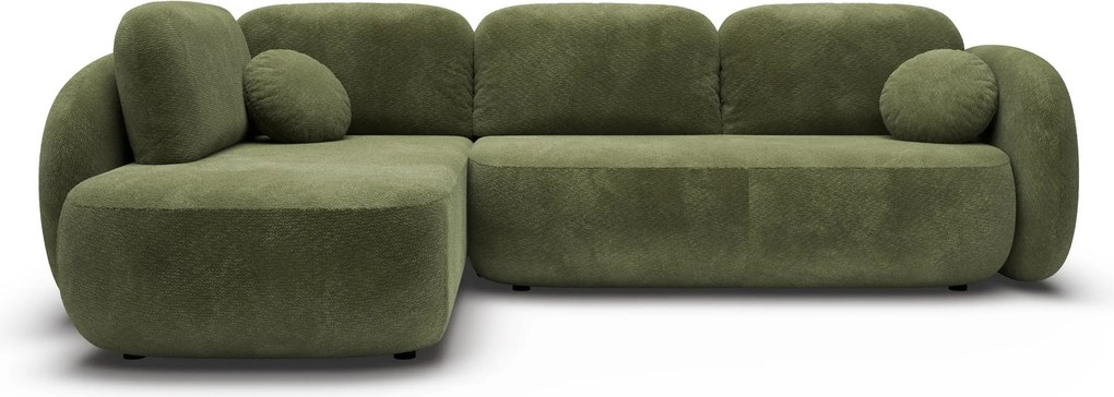 Masseno Narożnik AMICO z funkcją spania i pojemnikiem na pościel Narozniki L, Rozkładana sofa - Zielony, EGON 75