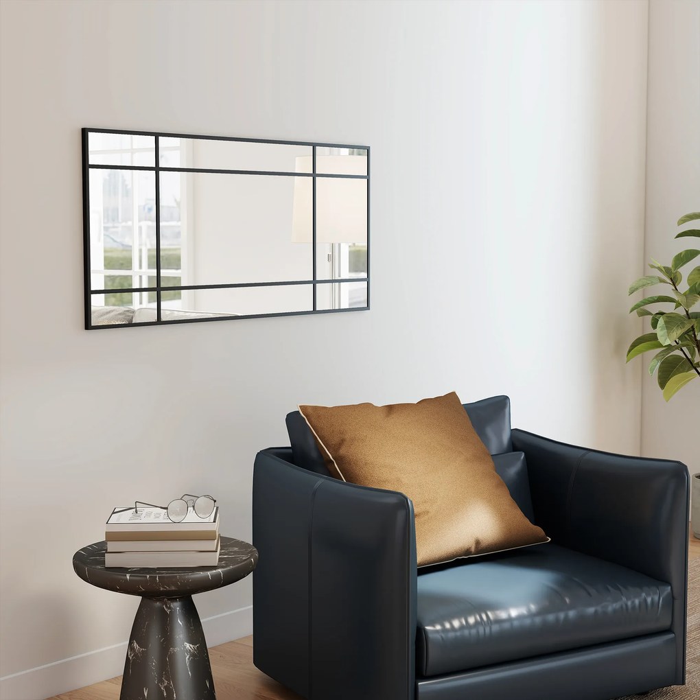 HOMCOM Lustro ścienne, dekoracyjne lustro z metalową ramą, czarne paski, wielowarstwowe szkło, 50B x 2T x 110H cm | Aosom PL