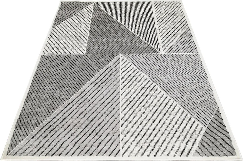 Ciemnoszary prostokątny dywan w geometryczny wzór N7-M78