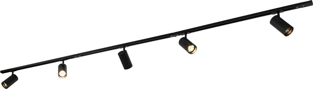 Nowoczesny system szynowy z 5 reflektorami czarny 1-fazowy 7cm - Iconic Jeana Luxe