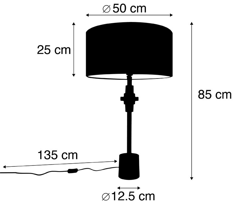 Lampa stołowa art deco złota klosz welurowy różowy 50cm - Diverso ArtDeco Oswietlenie wewnetrzne