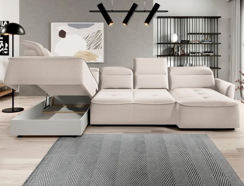 Narożnik MURILLO XL z elektryczną regulacją siedziska Lewostronny w tkaninie VOUGE 01 WERSAL