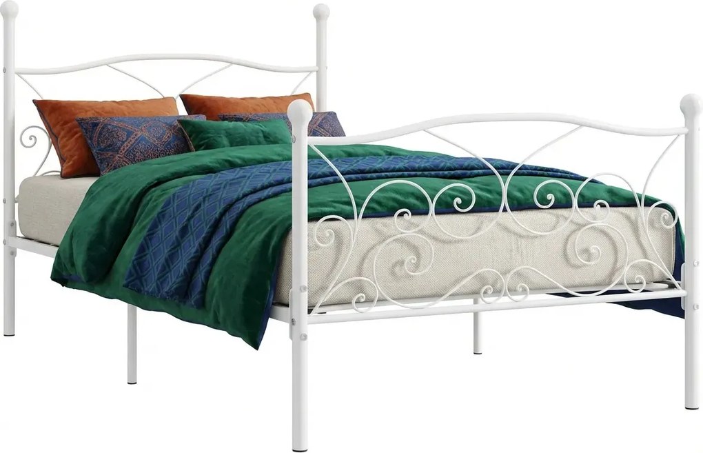 Metalowe łóżko pojedyncze w kolorze białym 90x200 cm L7-S33