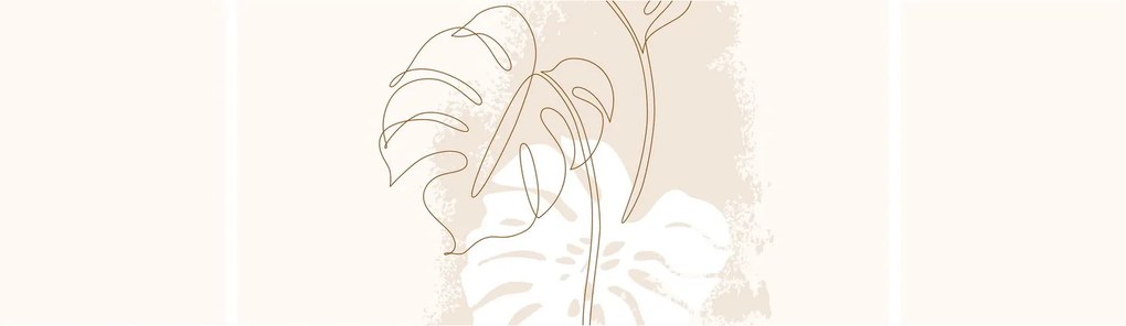 Obraz - Line art monstera N⁰1 (170x50 cm)