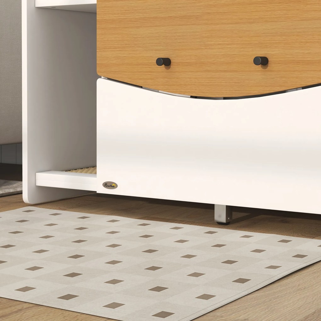 PawHut Kuweta w szafce, z wyjmowanym pojemnikiem na żwirek, 78x50x51cm, Dąb/Biały