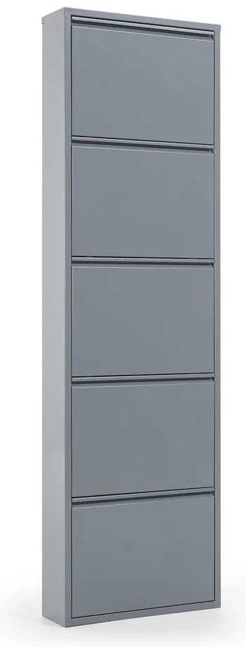 Szara metalowa szafka na buty z 5 przegrodami Kave Home Rox
