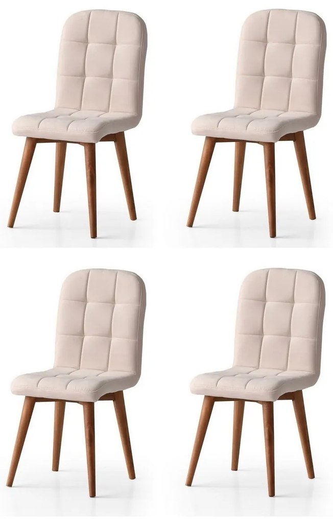 Zestaw krzeseł do jadalni Retro Cream and Walnut, 4 szt.