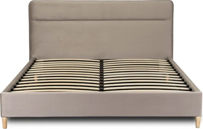 Łóżko Tapicerowane 160x200 cm ze Stelażem Dwuosobowe NICEA Welurowe Beżowe