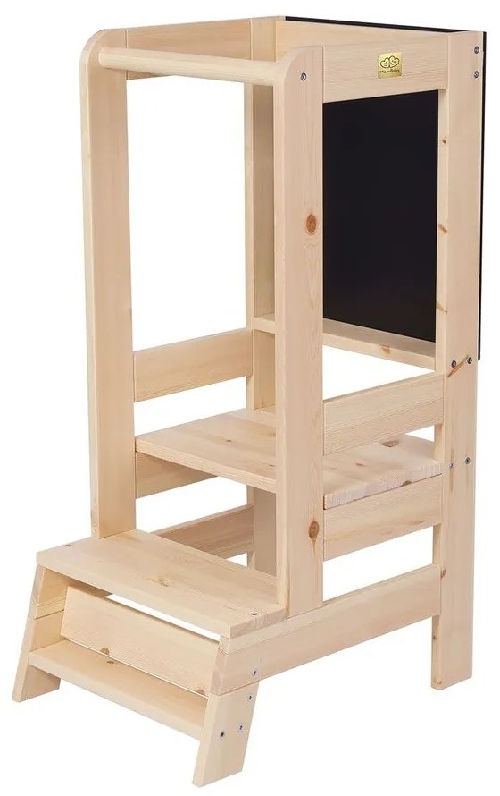 Pomocnik kuchenny dla dzieci z litego drewna sosnowego w naturalnym kolorze Montessori – Meowbaby