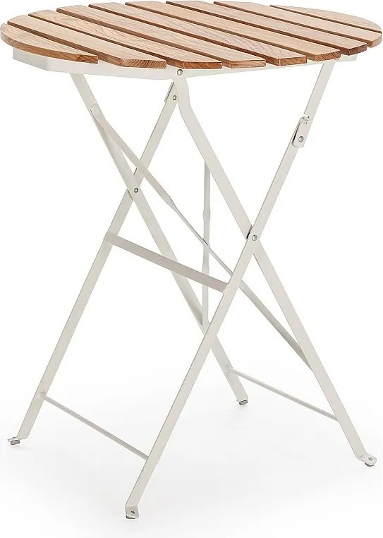 Stół ogrodowy składany Ambar z drewna i białego metalu