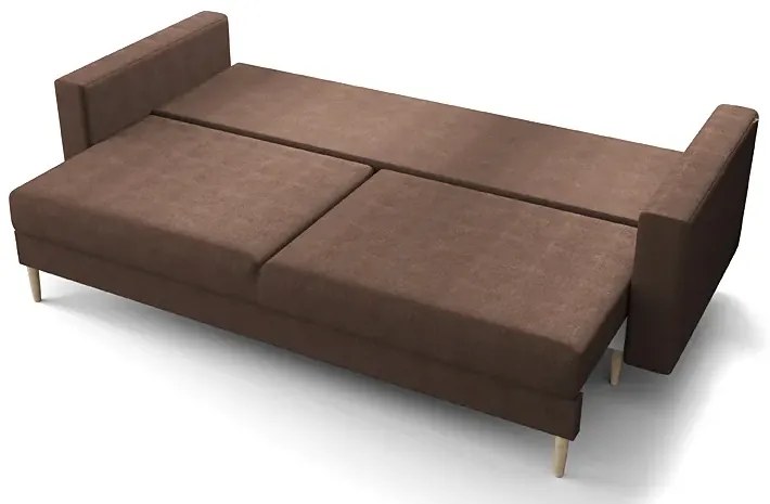 Bordowa welurowa sofa rozkładana Adia