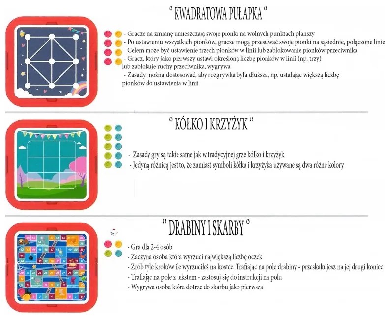 Woopie stolik gier planszowych logicznych 65 el. zestaw 10w1