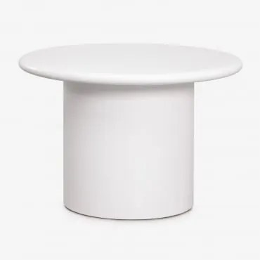 Okrągły Stolik Kawowy Z Cementu Namara Ø60 Cm & Biała - Sklum