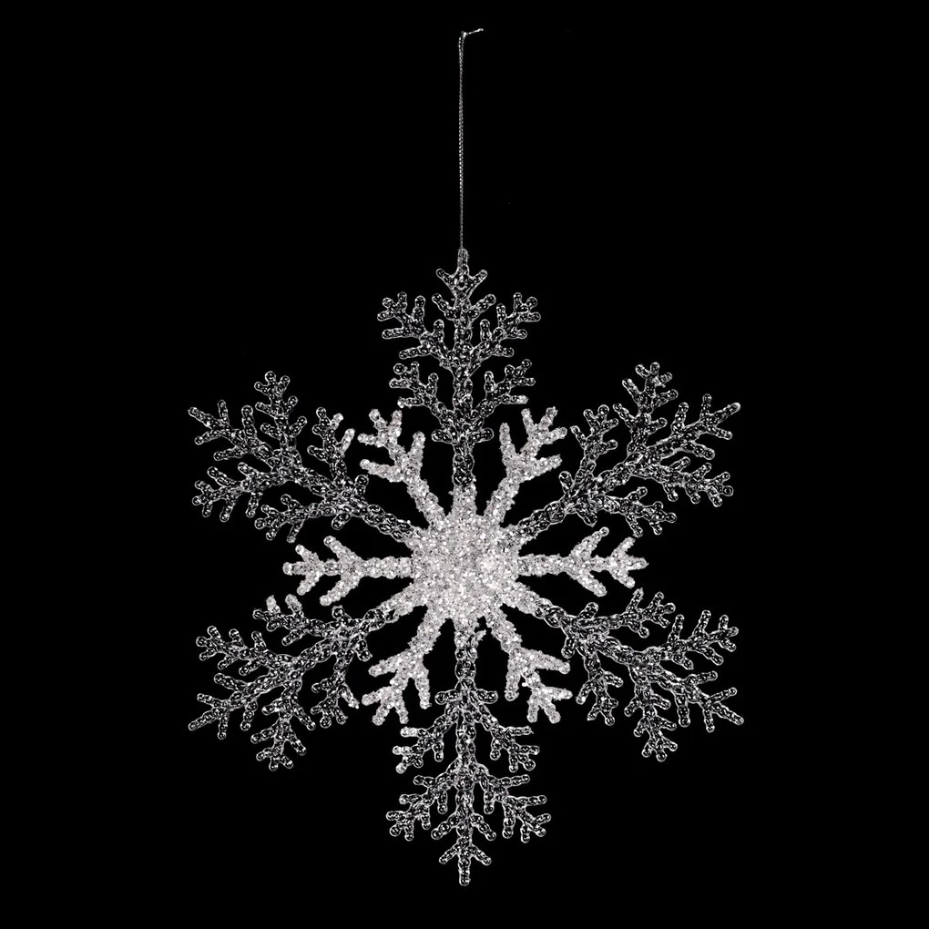 Zestaw dekoracji świątecznych Płatek śniegu, 4 szt., srebrny, 23 x 1 x 26 cm