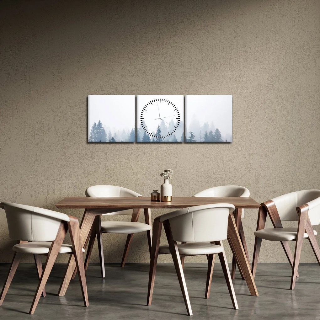 Obraz - Mglisty las (z zegarem) (90x30 cm)