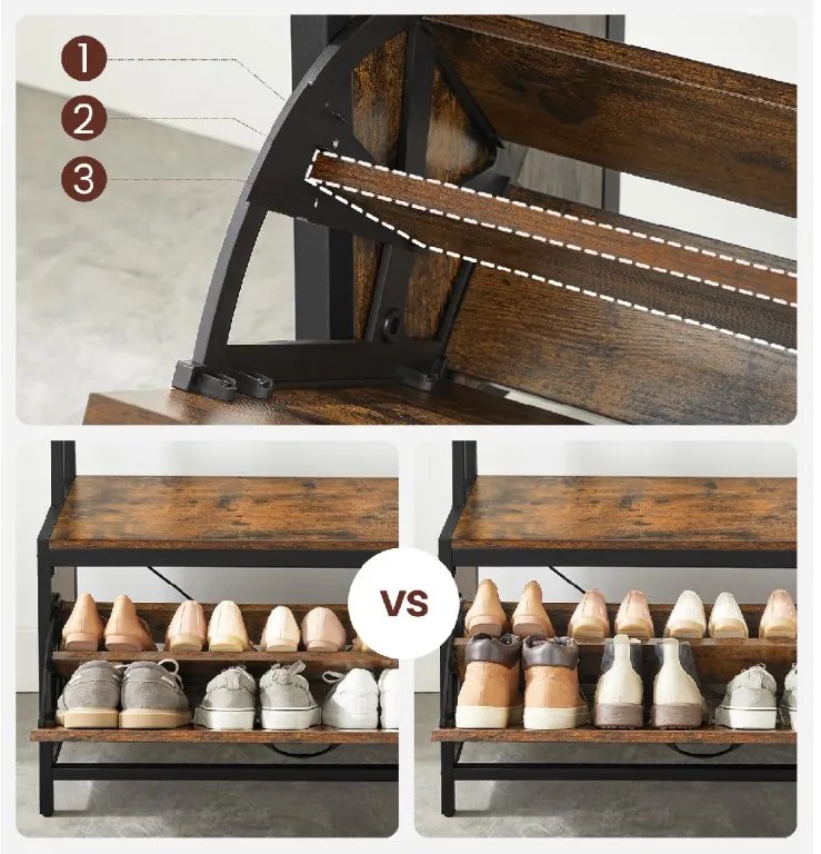 Panel do przedpokoju TAYLOR z szafką na buty 180x85 cm, rustykalny brązowy