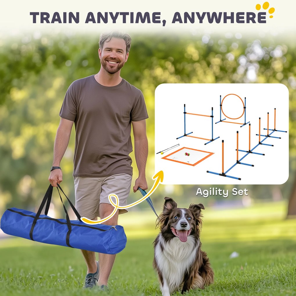 PawHut Zestaw Agility dla Psów 7-częściowy do Treningu i Zabawy z Przeszkodami