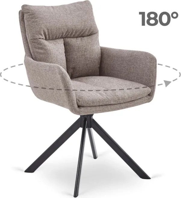 Krzesło Tapicerowane Obrotowe do Salonu PAUL Jasnobrązowe Nowoczesne