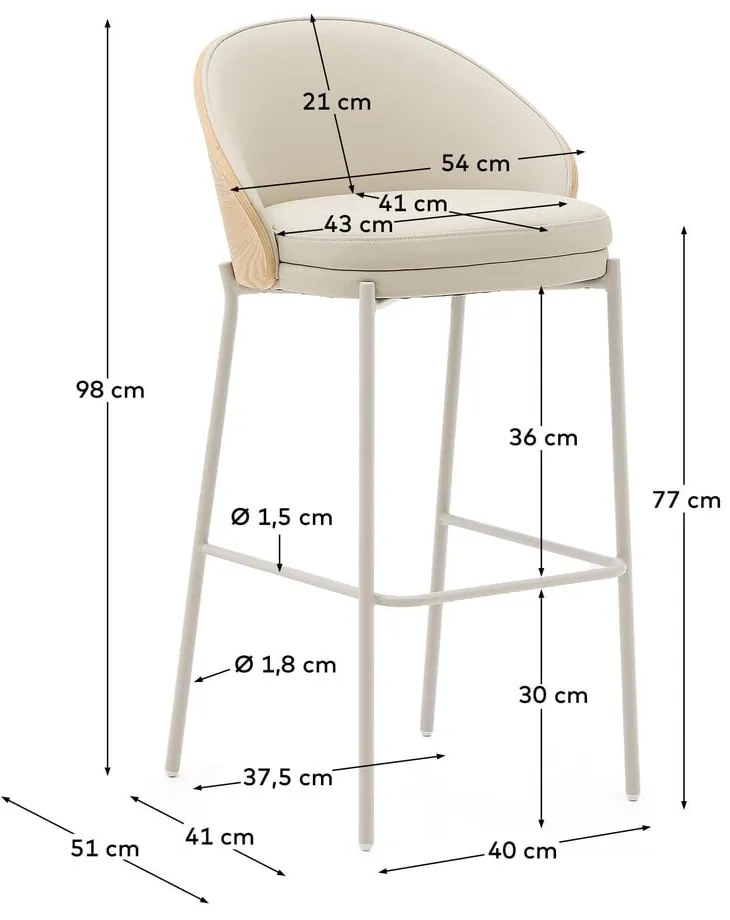 Beżowo-naturalny hoker (wysokość siedziska 77 cm) Eamy – Kave Home