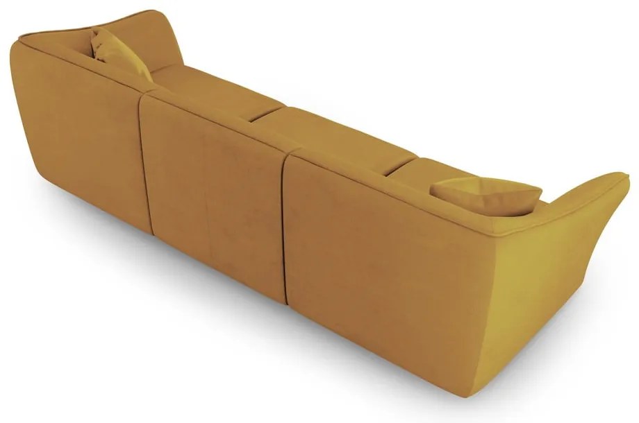 Musztardowa sofa z materiału bouclé 292 cm Tokyo – Cosmopolitan Design