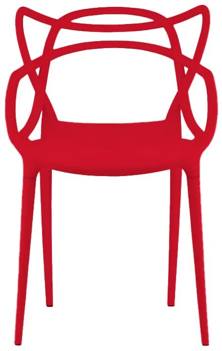 Zestaw 4 czerwonych plastikowych krzeseł KATO