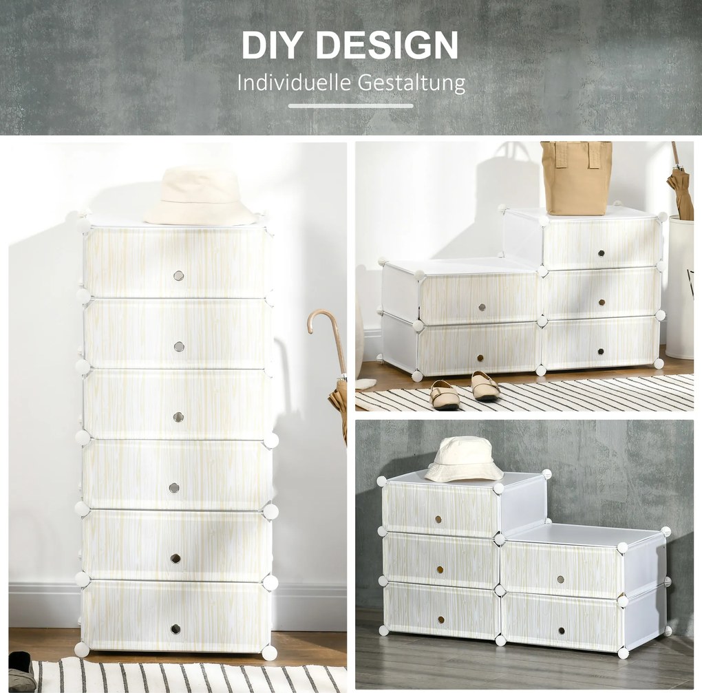 HOMCOM Modułowy System Regałów na 12 par butów, 49 cm x 36,5 cm x 108 cm, Biały