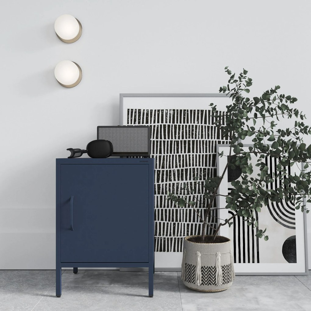 Szafka nocna metalowa granatowa Modern MIA, 424 x 595 x 400 mm