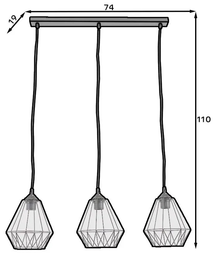 Lampa wisząca BENIGNE III czarna ELTAP