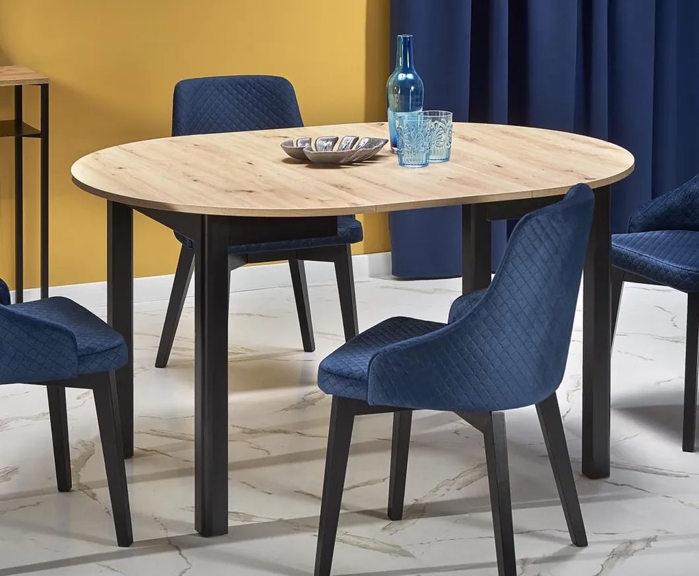 Okrągły stół z rozkładanym blatem w kolorze drewna Ringo Halmar dąb artisan