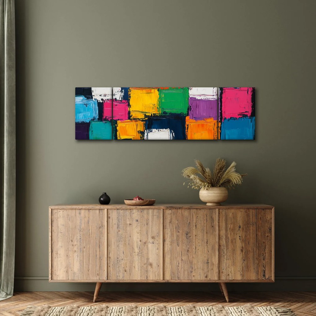 Obraz - Obraz z kolorowymi kwadratami (170x50 cm)