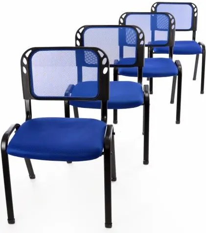 Zestaw 4 krzeseł kongresowych do ustawiania w stosy - niebie