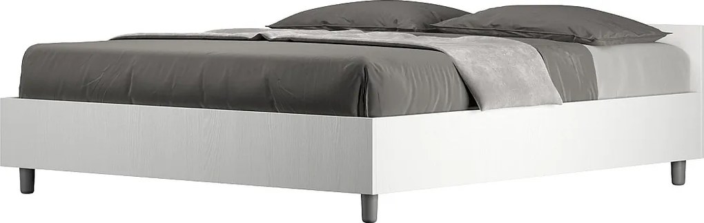 Łóżko wyposażone w stelaż z listwami 160x200 Frassino biała Nuamo