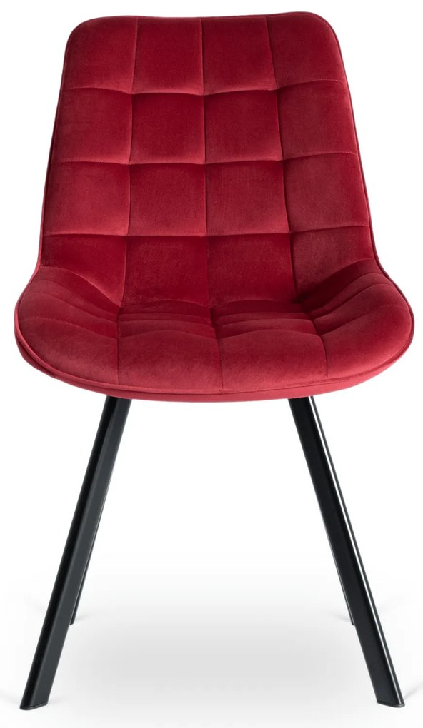 Zestaw Stół Okrągły Rozkładany HARRY 102-142 cm Czarny i 4 Krzesła Tapicerowane RICK Bordowe Nowoczesne Loft