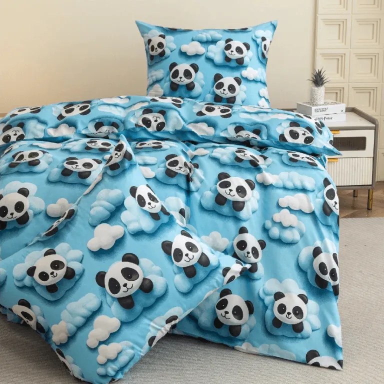 PrzytulneMieszkanie.pl PrzytulneMieszkanie.pl Pościel z mikrofibry SKY PANDA niebieska Rozmiar pościeli: 70 x 80 cm | 140 x 200 cm