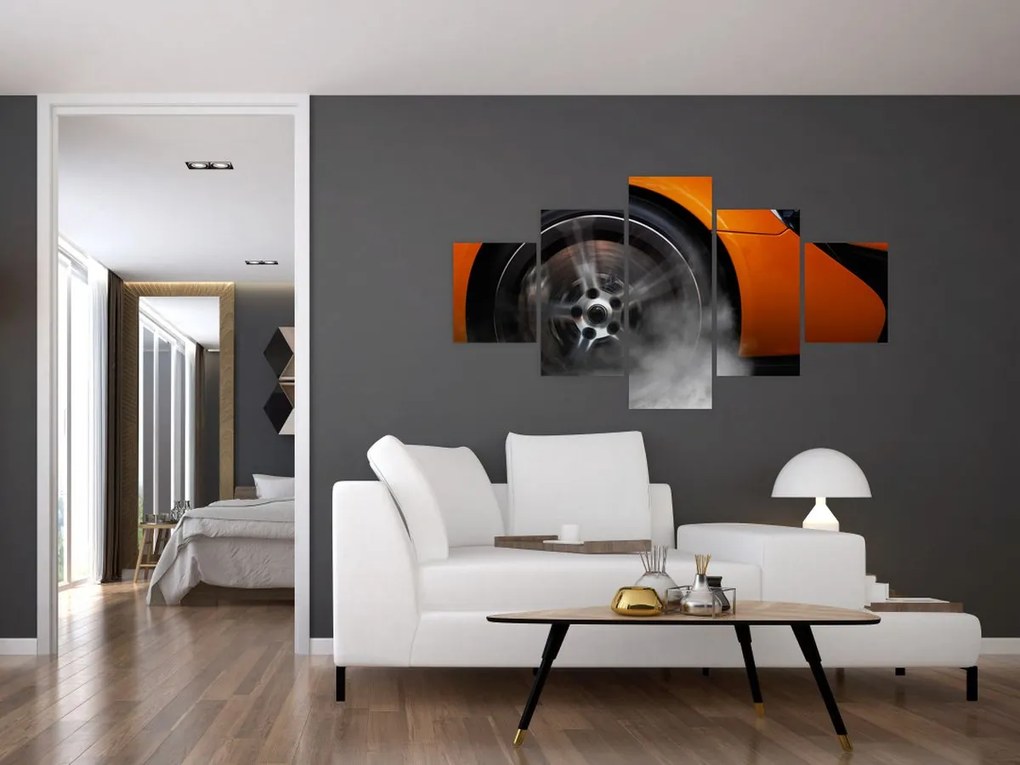 Obraz - Pomarańczowy samochód sportowy (125x70 cm)