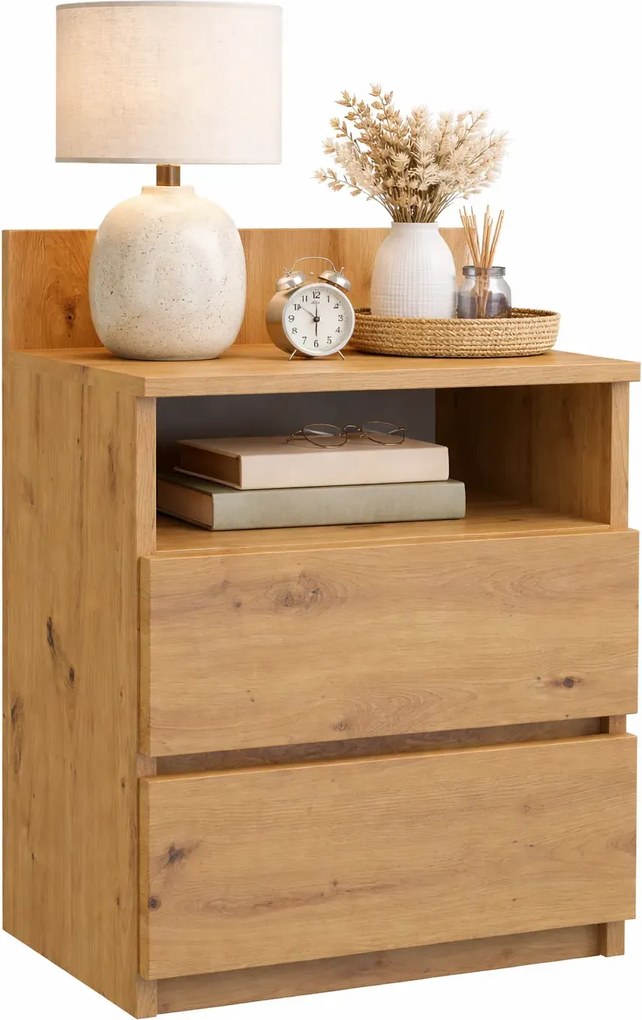 Szafka Nocna Z Szufladami I Półką Dąb Artisan A8-B14