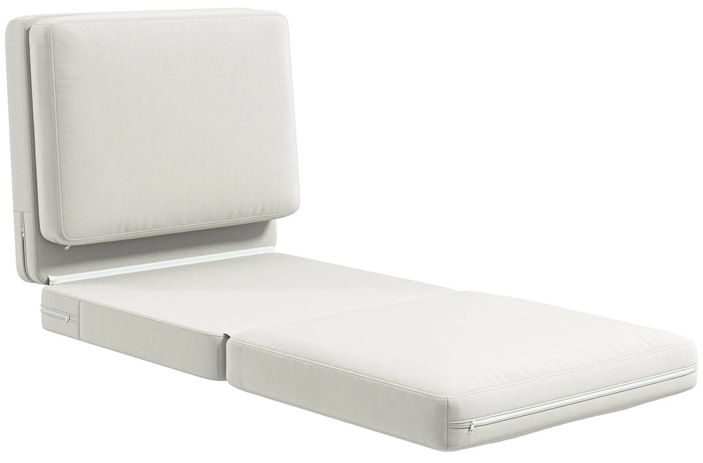 HOMCOM Składany Fotel Podłogowy z Poduszkami, Wielofunkcyjna Sofa Polstersofa, Salon, Pokój Gościnny, Biuro, 75 x 268 x 18 cm, Kolor Kremowy