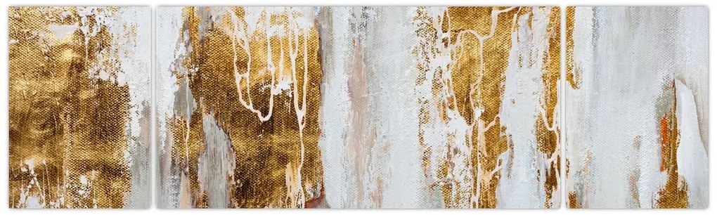 Obraz - Abstrakcja ze zotym (170x50 cm)